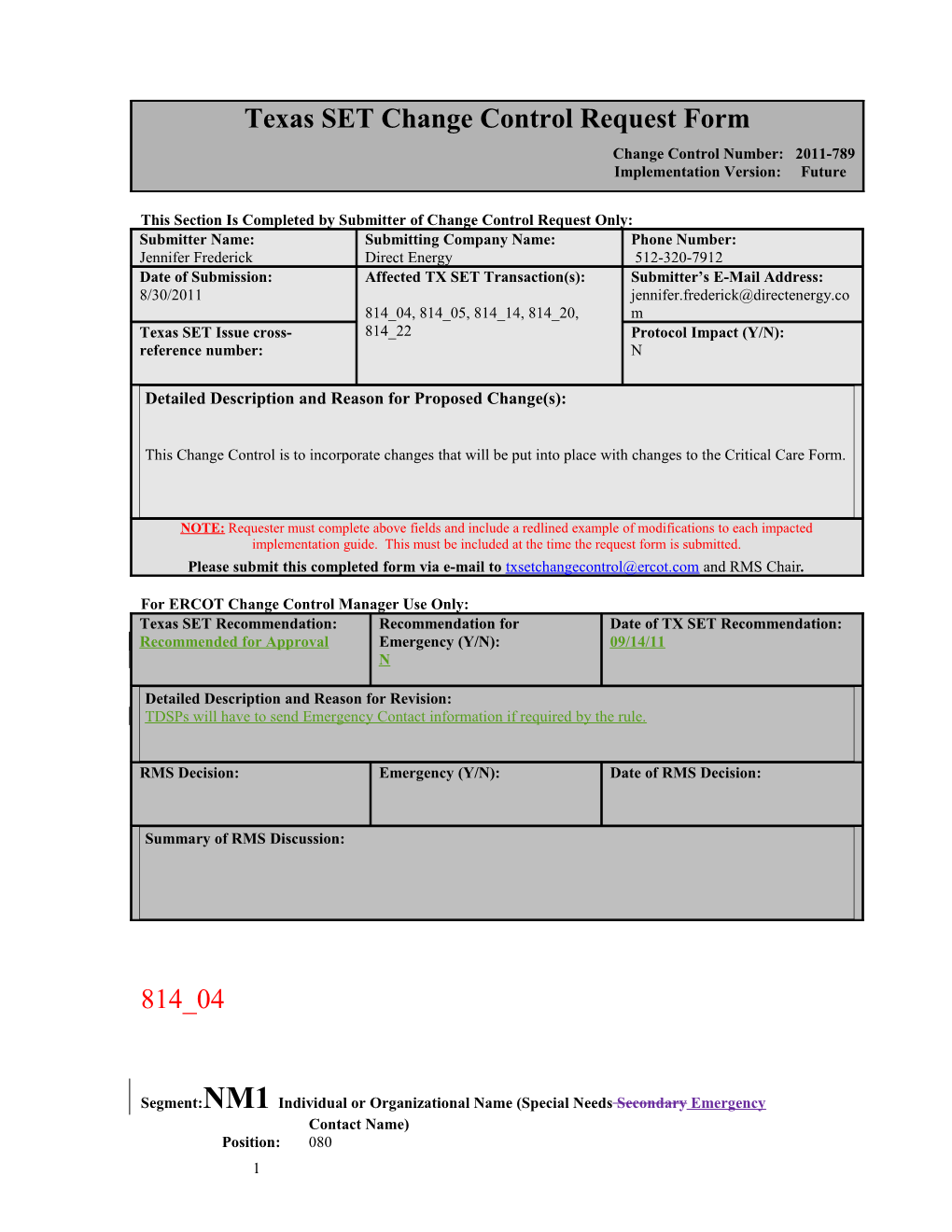 TX SET Change Control Request Form s1