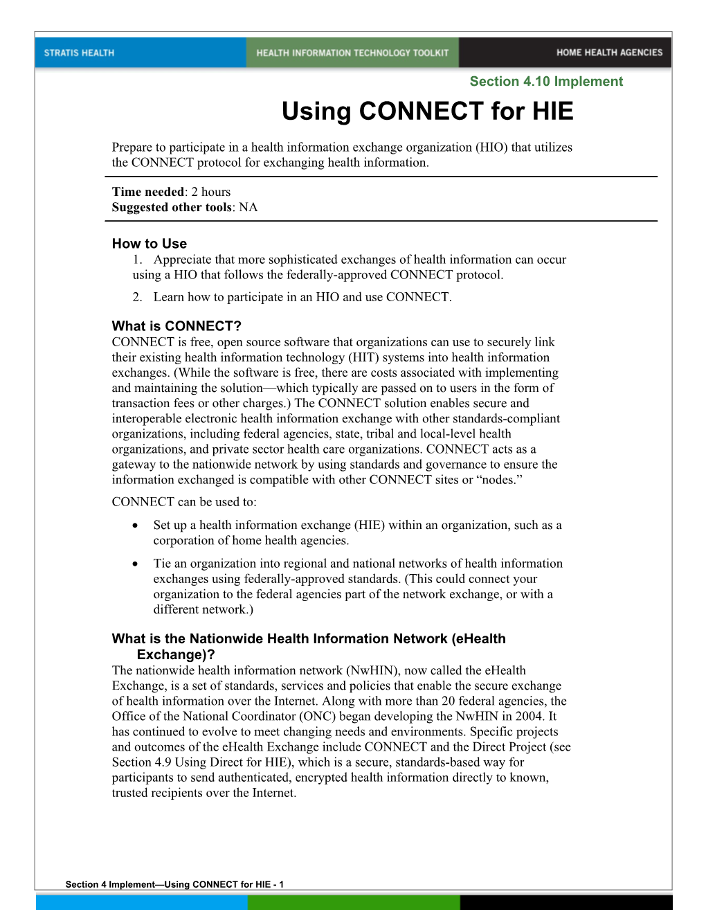 4 Using CONNECT for HIE