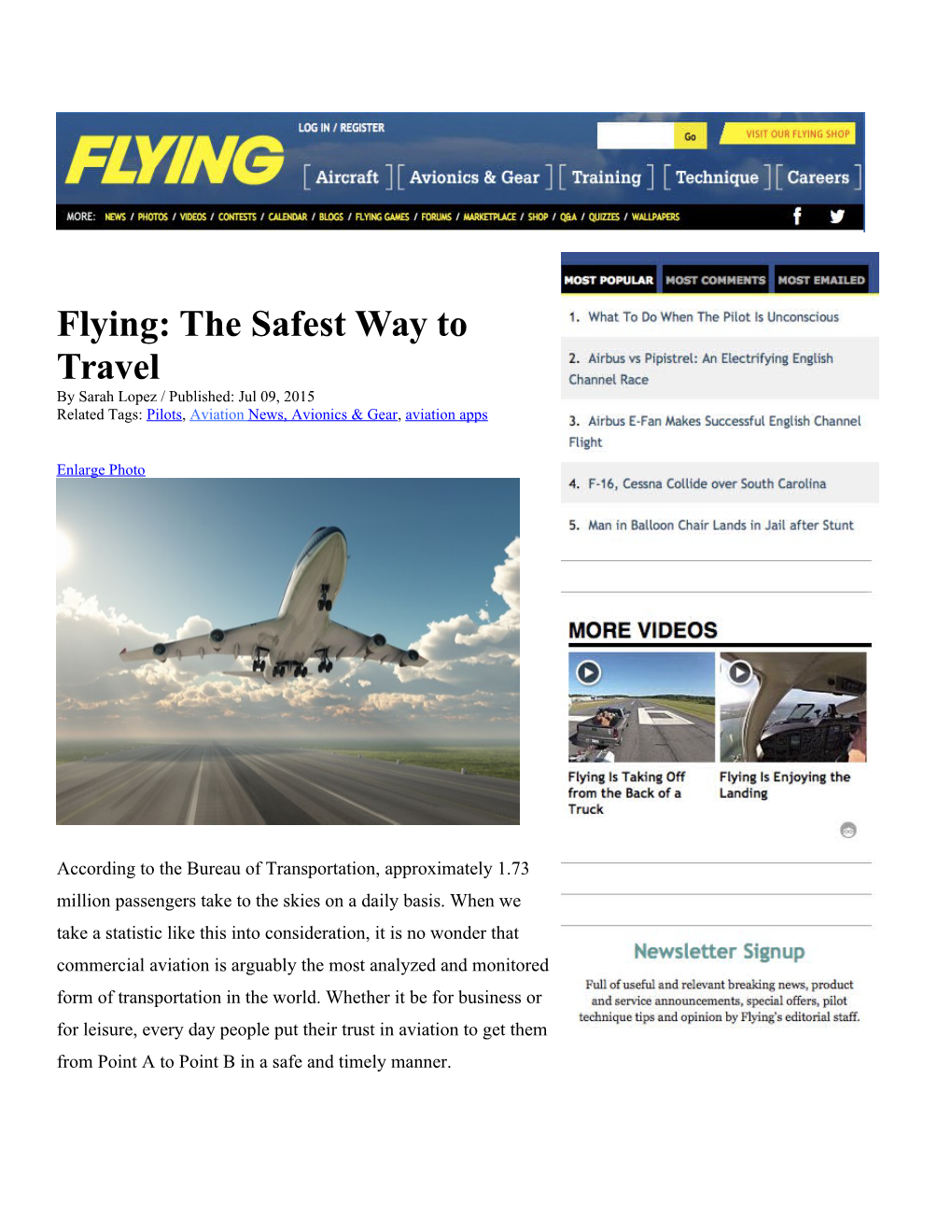 Flying: the Safest Way to Travel