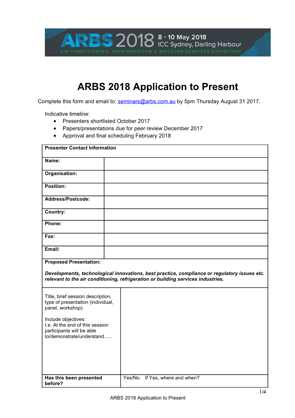 ARBS 2018Application to Present