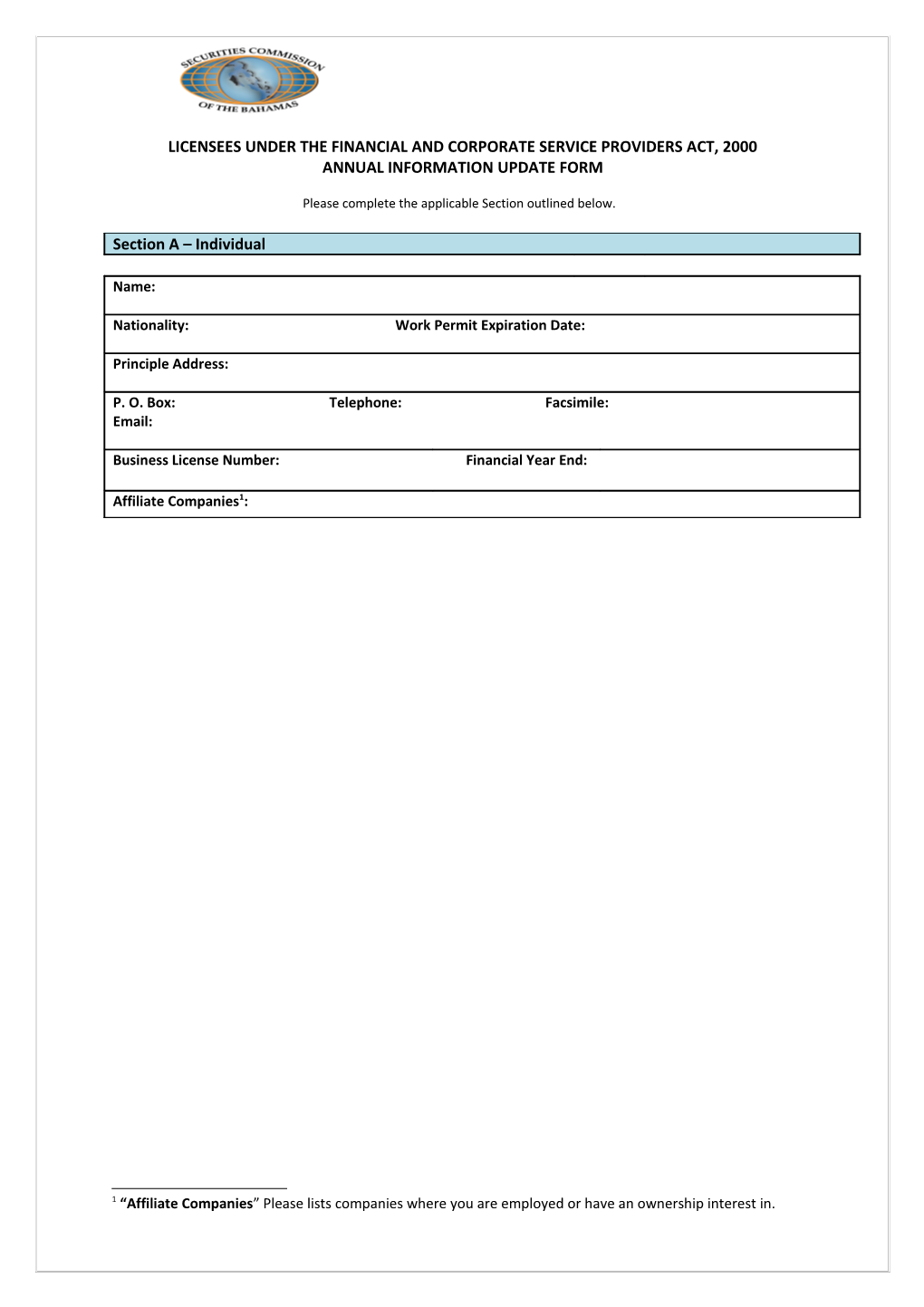 Licensees Under the Financial and Corporate Service Providers Act, 2000