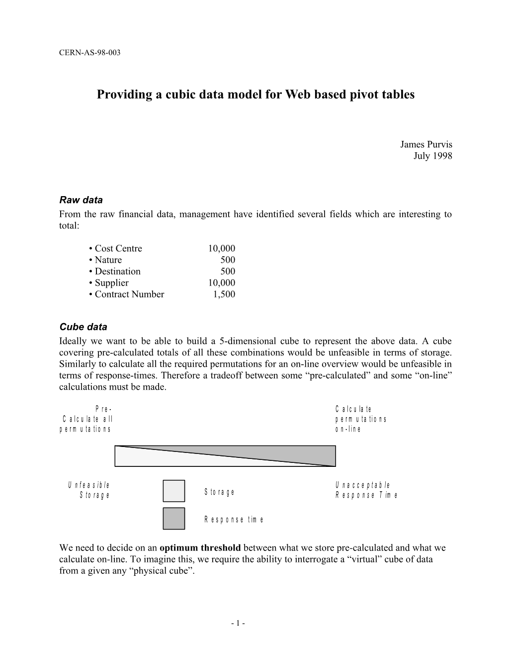 Providing a Cubic Data Model for Web Based Pivot Tables