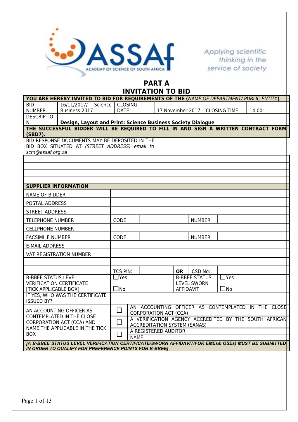 SCM-Bid Documents SBD 1