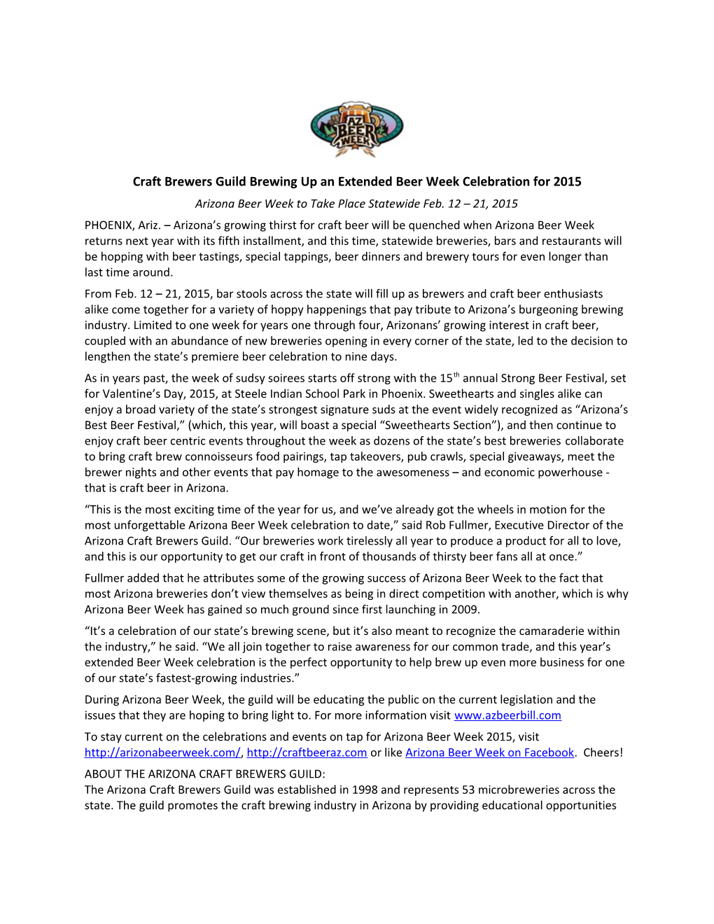 Craft Brewers Guild Brewing up an Extended Beer Week Celebration for 2015