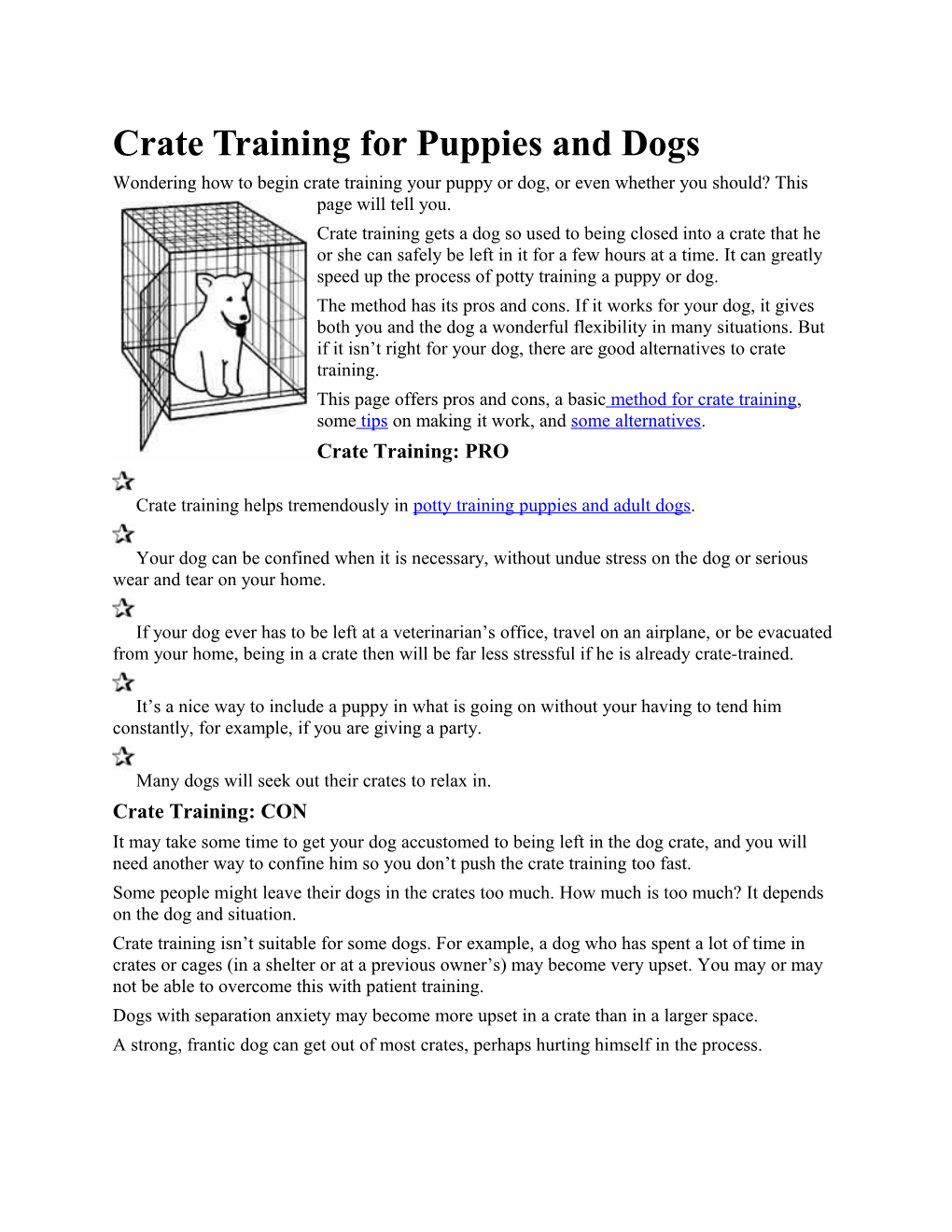 Crate Training for Puppies and Dogs