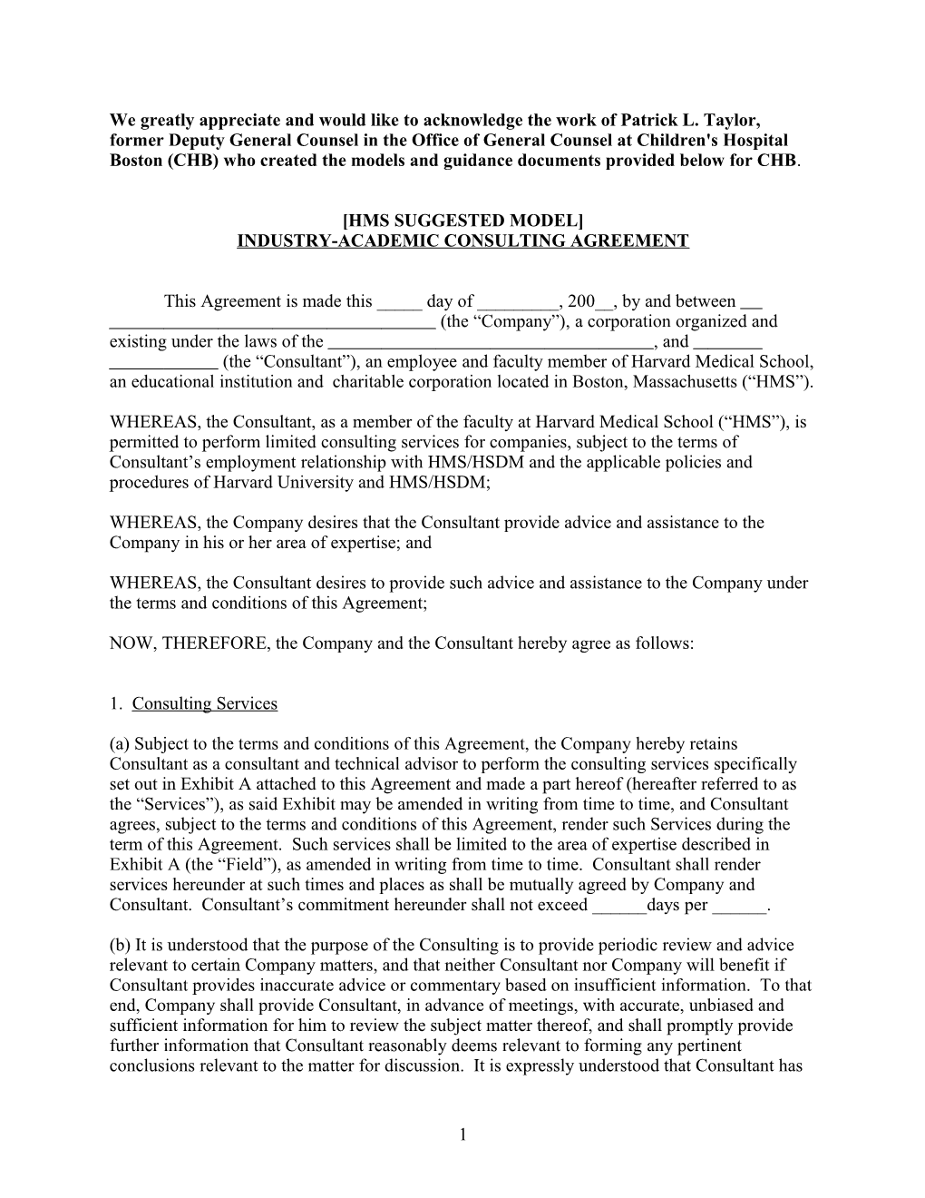 CONSULTING AGREEMENT Template