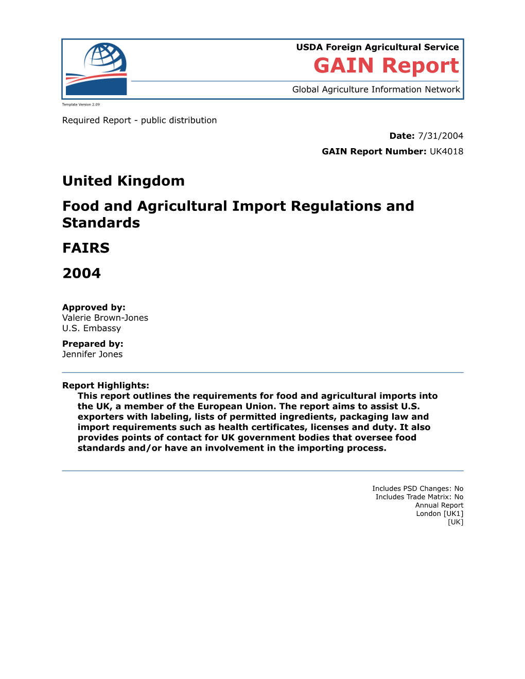 Food and Agricultural Import Regulations and Standards s13