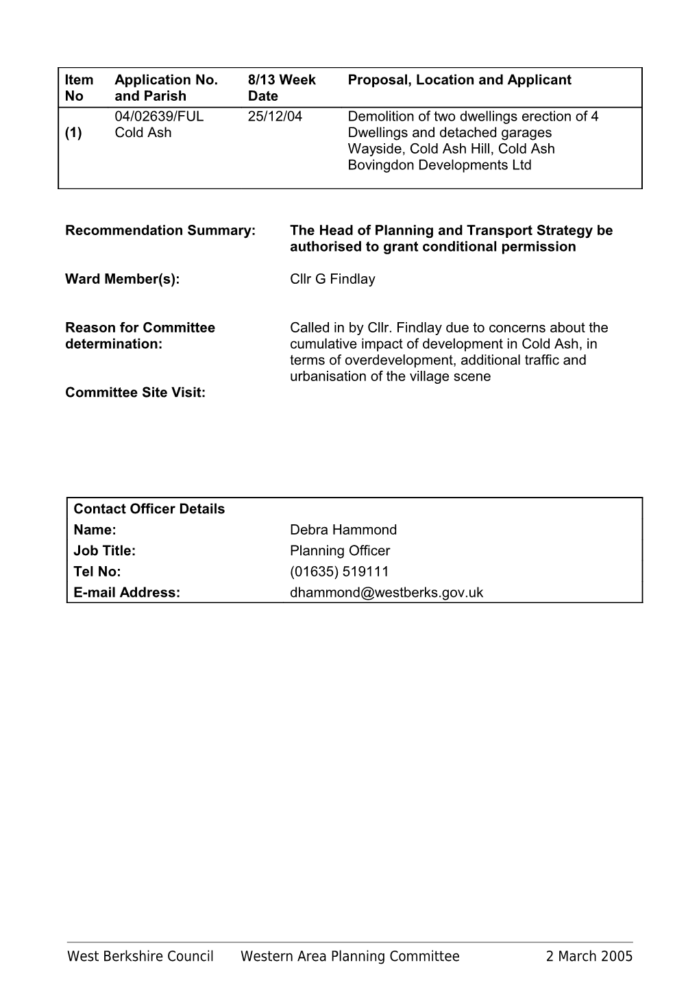 Report Format for Select Committee Meetings s1