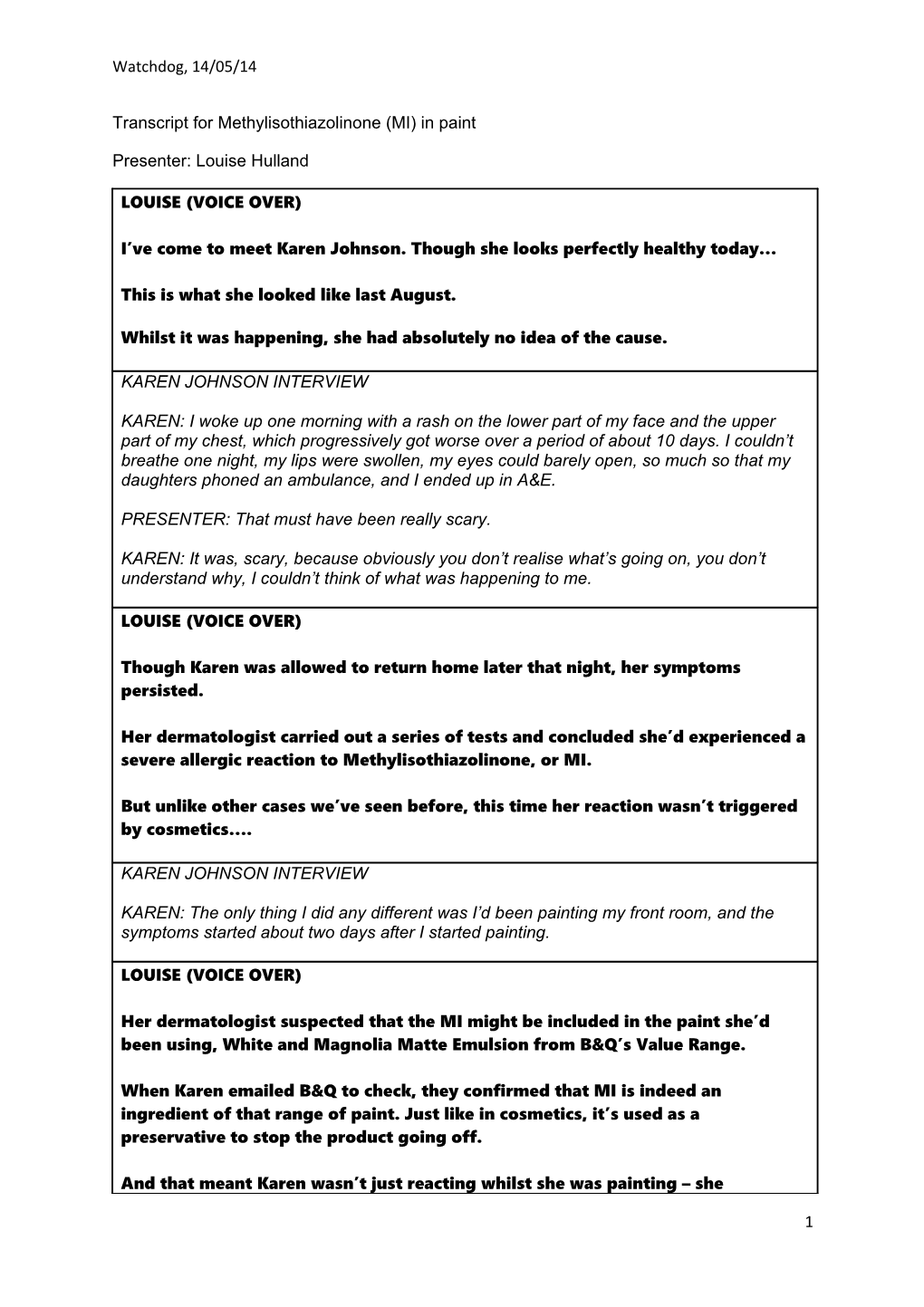 Transcript for Methylisothiazolinone (MI) in Paint