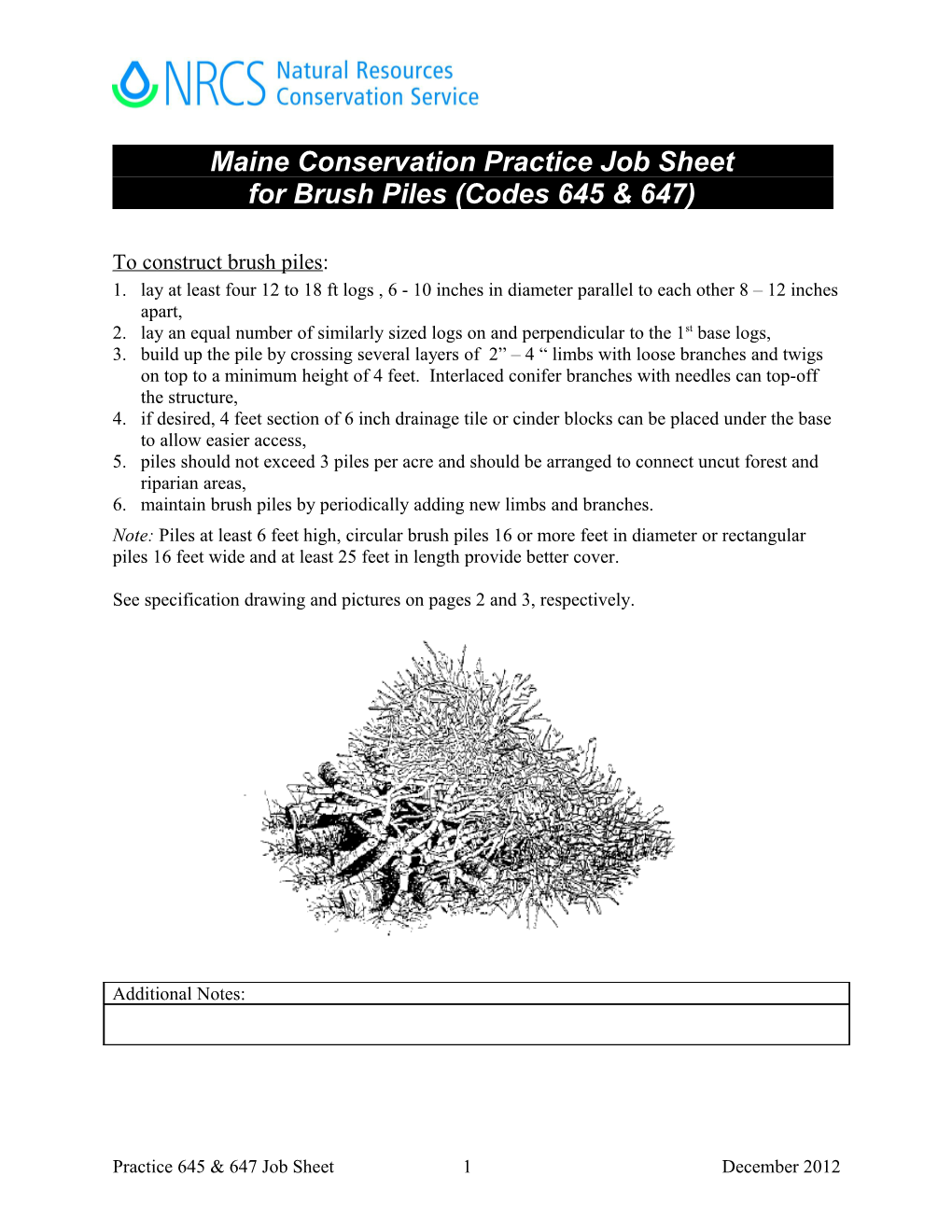 Maine Conservation Practice Job Sheet