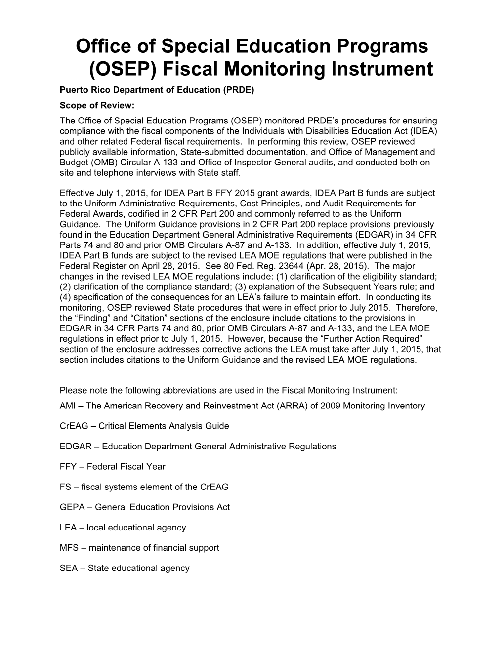 OSEP Fiscal Monitoring Instrument (MS Word)