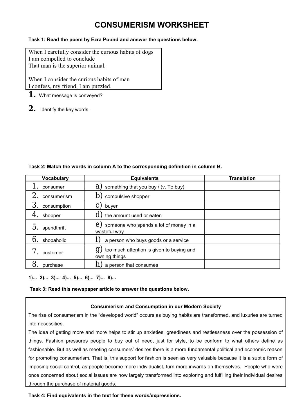 Task 1: Read the Poem by Ezra Pound and Answer the Questions Below