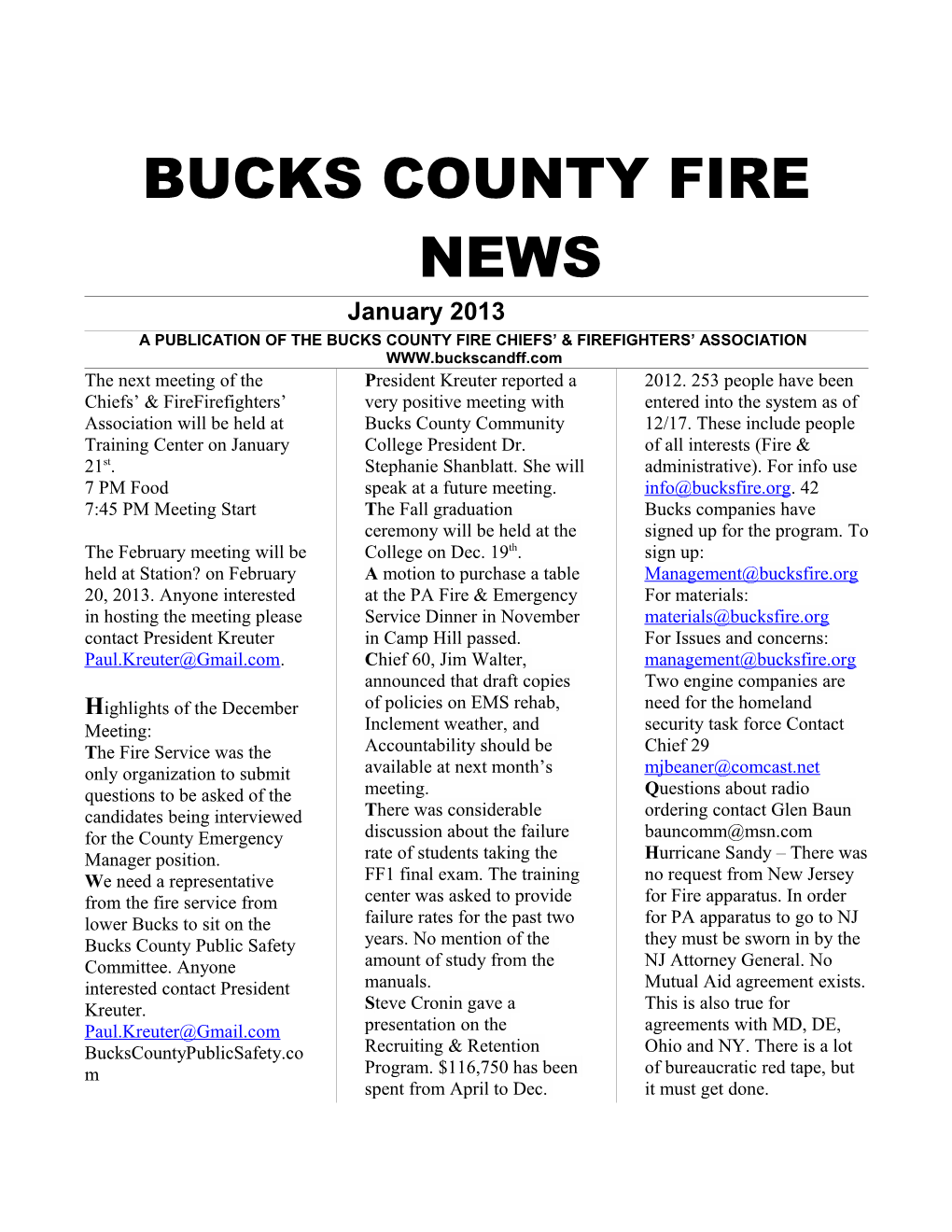 Bucks County Fire News s1