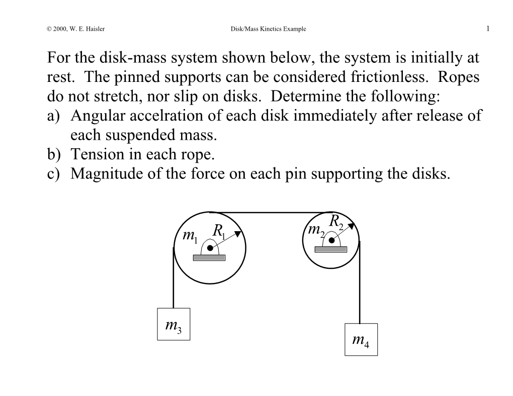 Ó 2000, W. E. Haisler Disk/Mass Kinetics Example 11