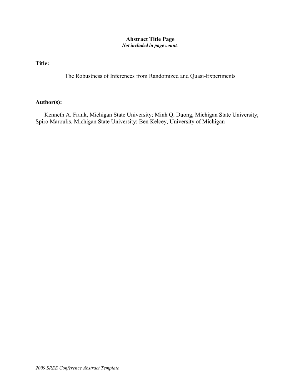 SREE 2008 Conference Structured Abstract s1