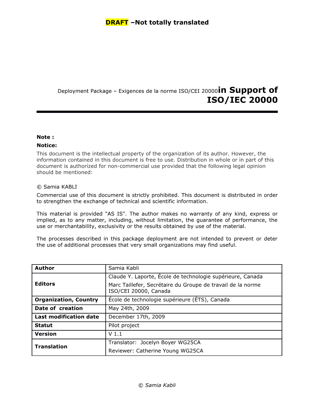 Deployment Package Exigences De La Norme ISO/CEI 20000
