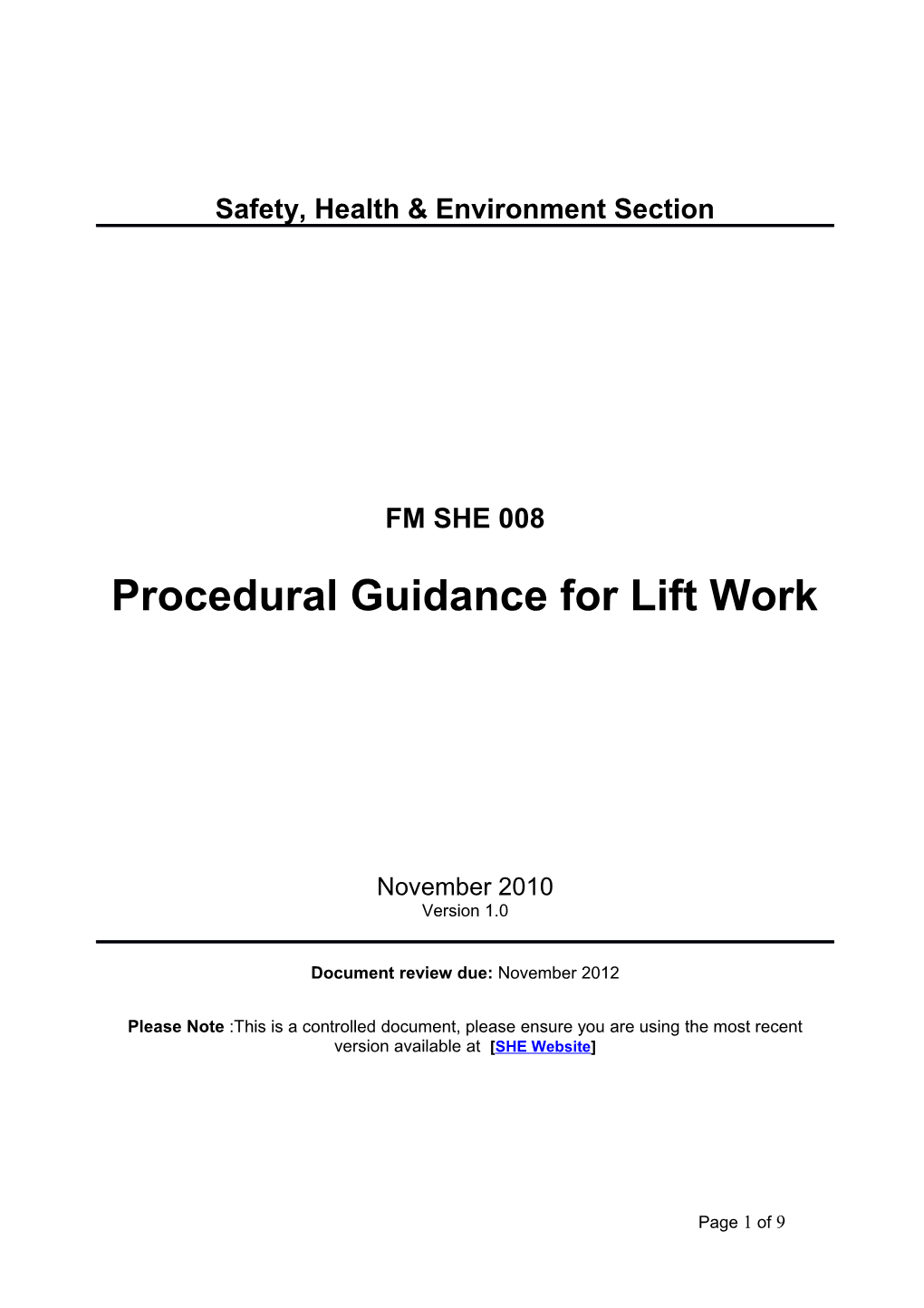 Procedure for Work in Confined Spaces