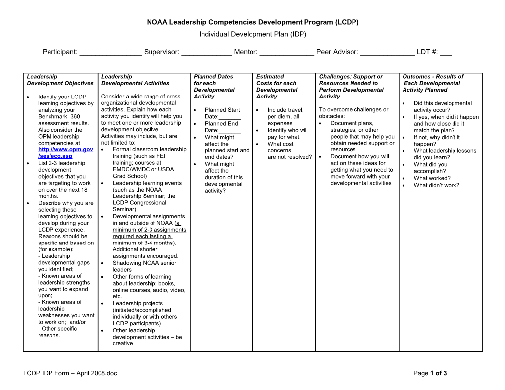 NOAA Leadership Competencies Development Program (LCDP V)