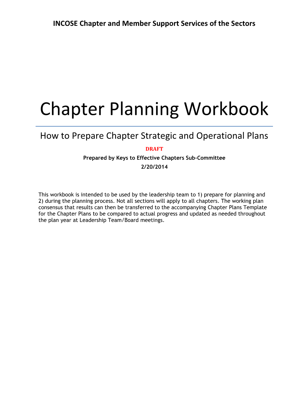 Chapter Planning Workbook