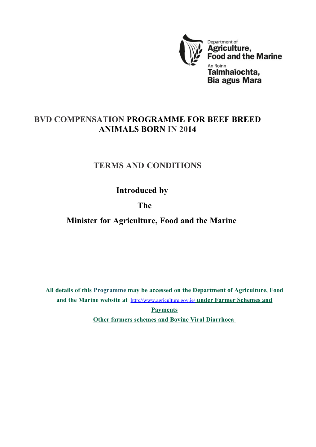Bvd Compensation Programme for Beef Breed Animals Born in 2014
