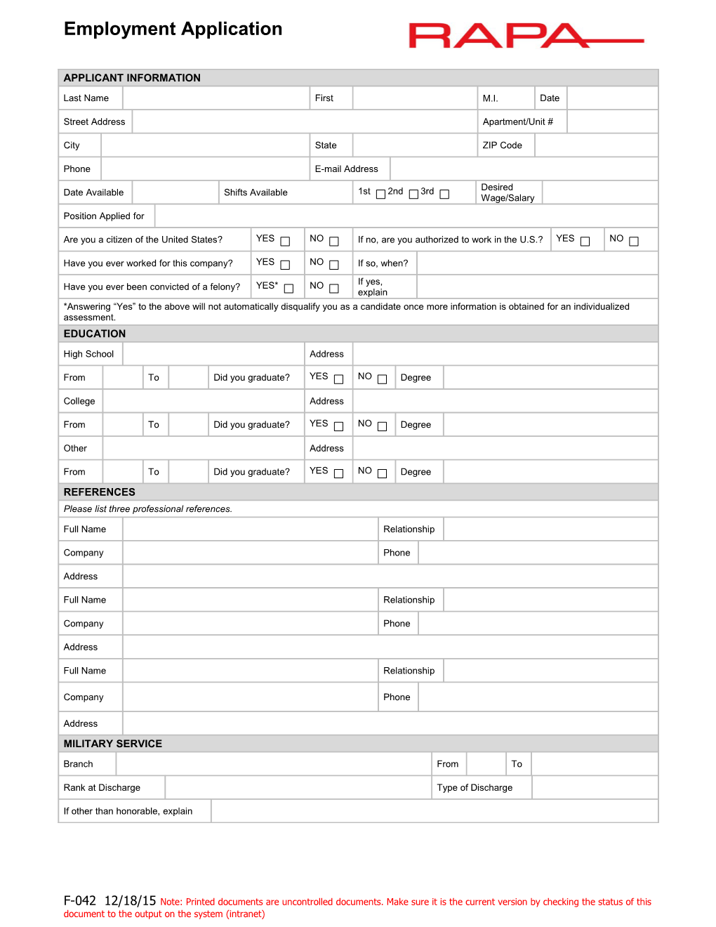 Employment Application (2-Pp.) s12