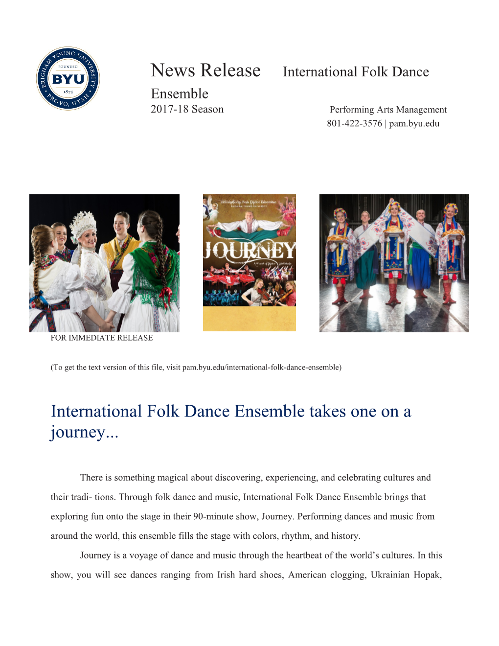 International Folk Dance Ensemble Takes One on a Journey