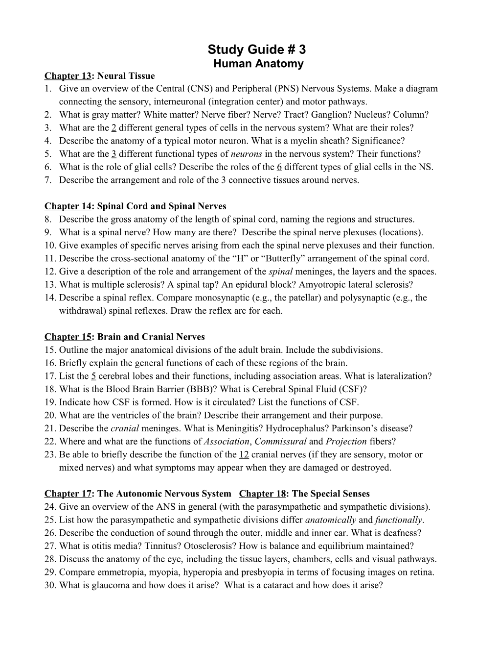 Chapter 13: Neural Tissue