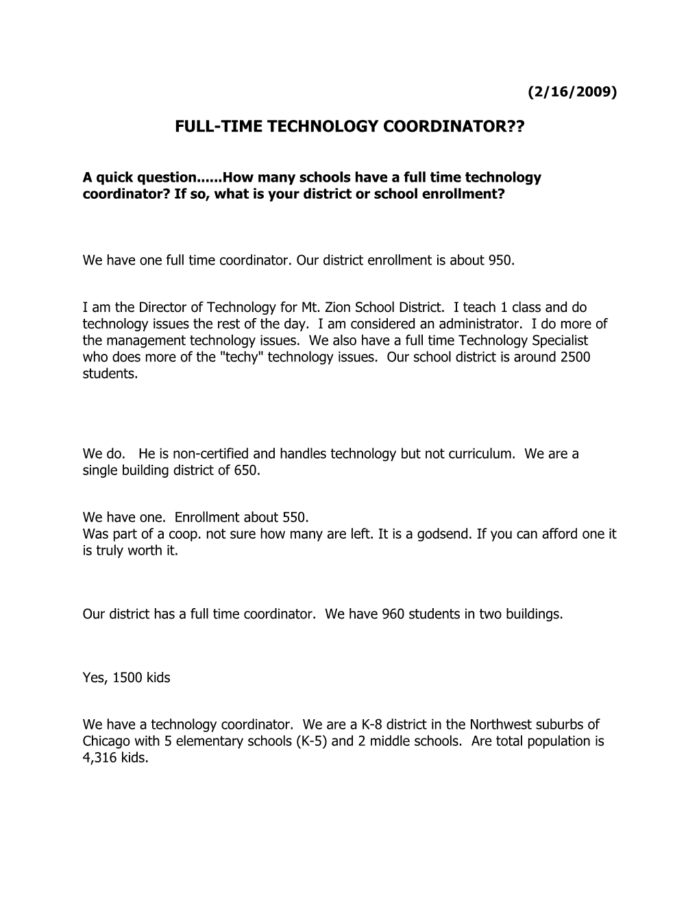 Full-Time Technology Coordinator