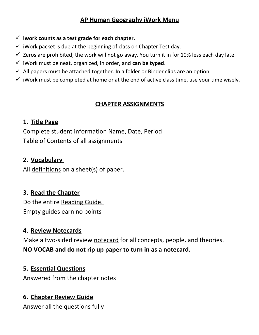 AP Government & Politics Iwork Menu