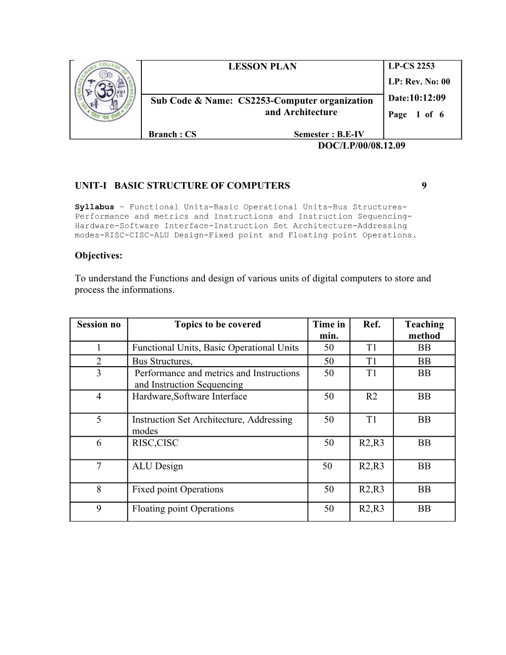 Unit-I Basic Structure of Computers 9