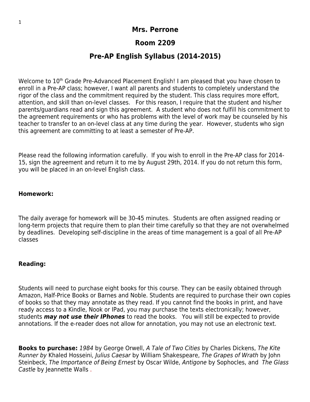 Pre-AP English Syllabus (2014-2015)