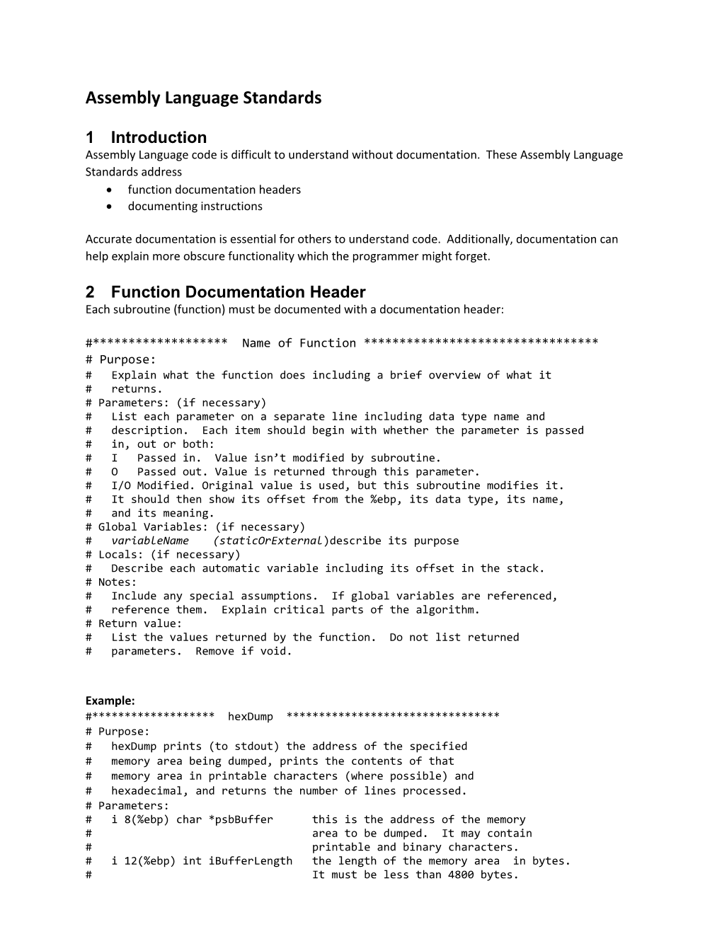 Assembly Language Standards