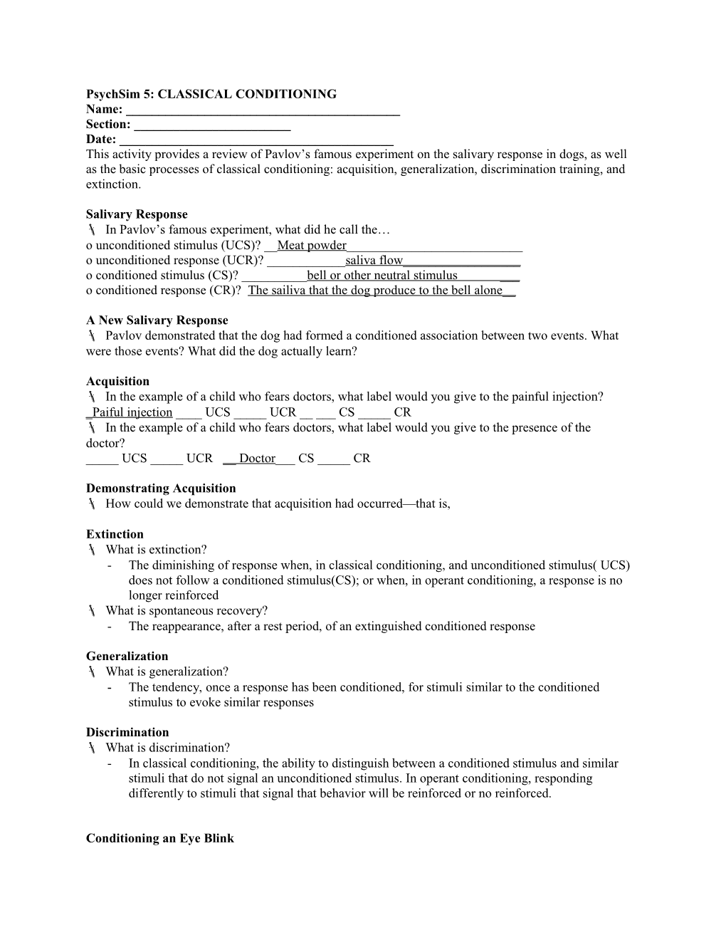 Psychsim 5: CLASSICAL CONDITIONING