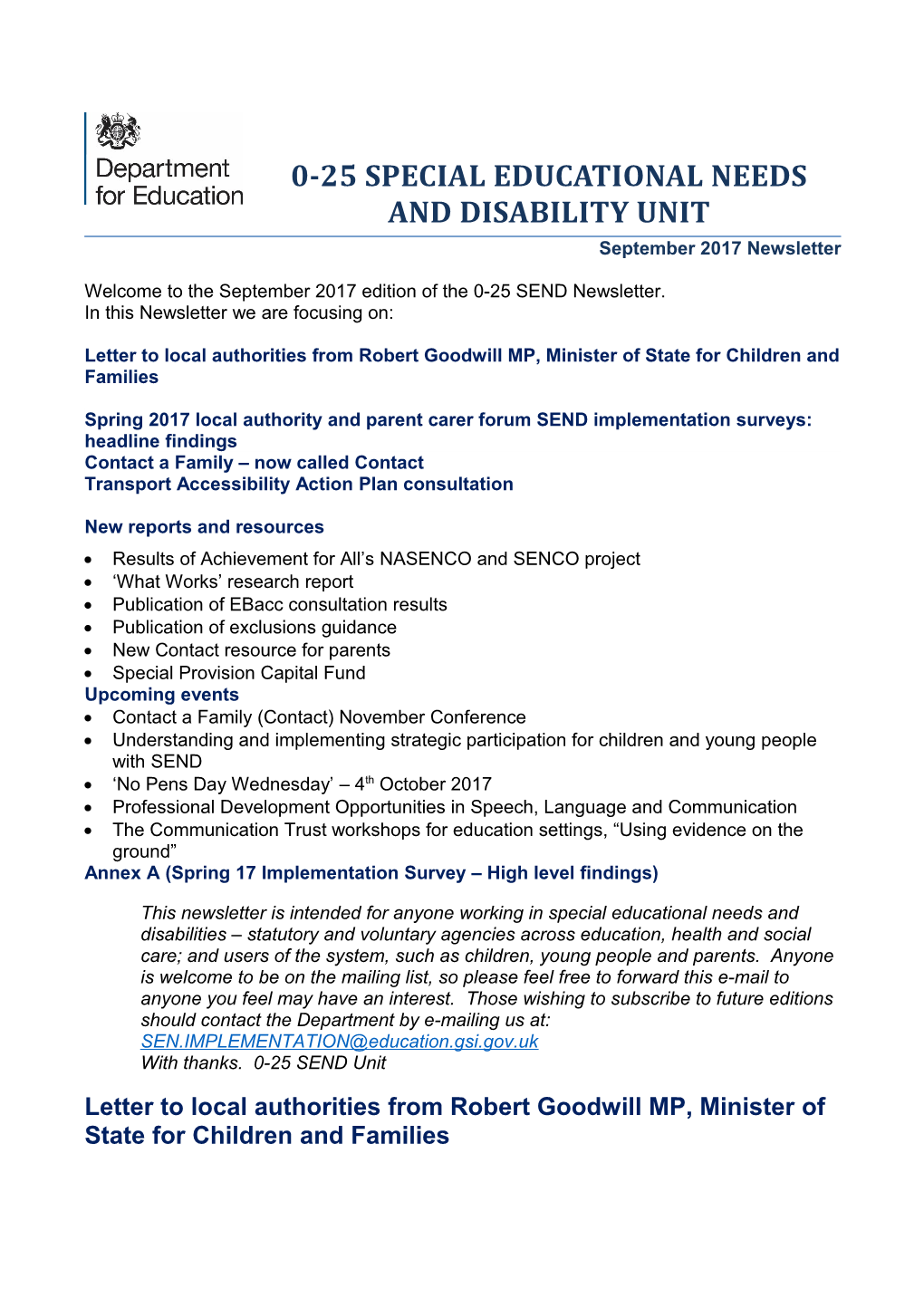 0-25 Special Educational Needs and Disability Unit