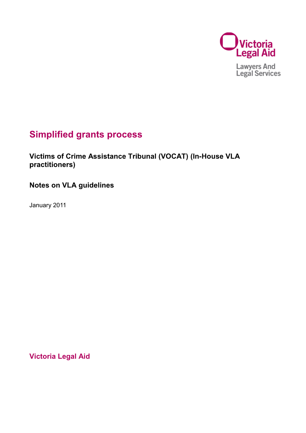 Victims of Crime Assistance Tribunal (VOCAT) (In-House VLA Practitioners)