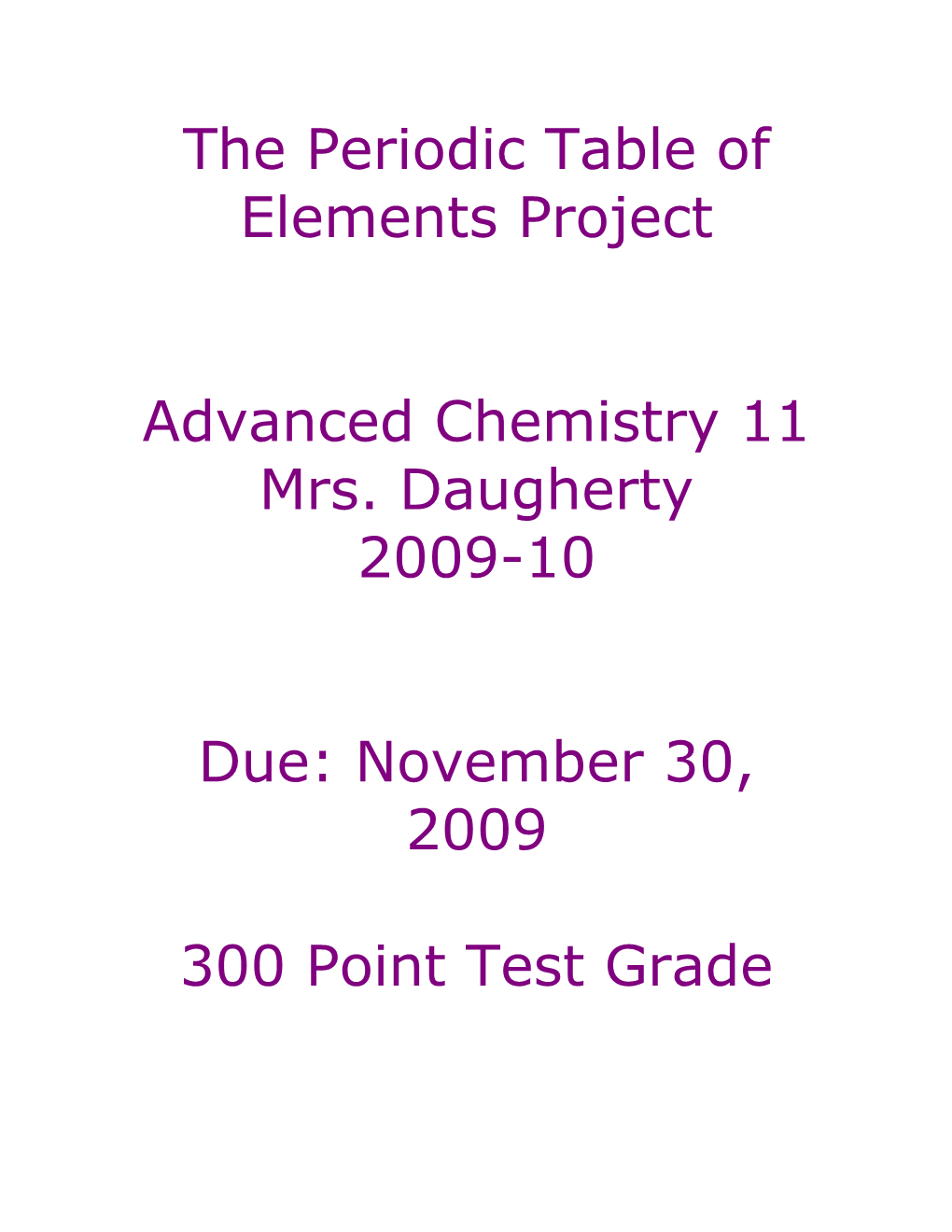 The Periodic Table of Elements Project