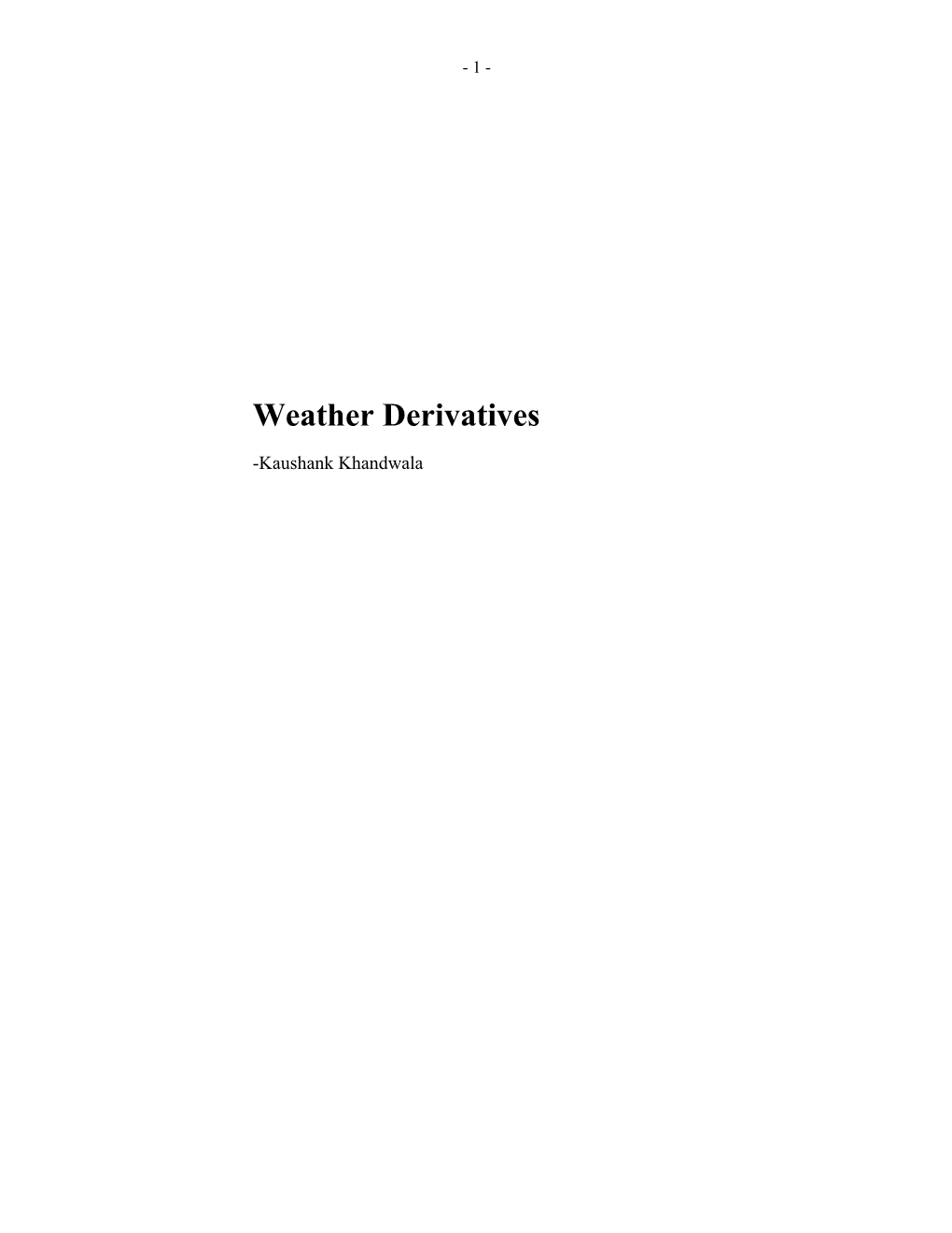 Weather Risk Management For
