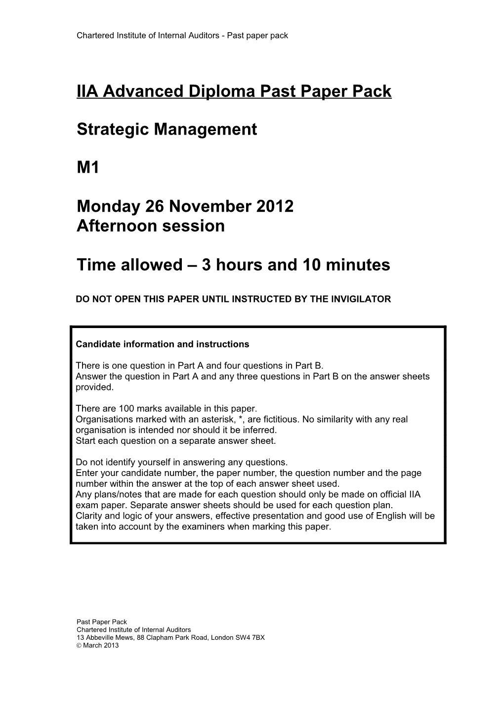 IIA Diploma in Internal Audit Practice s1