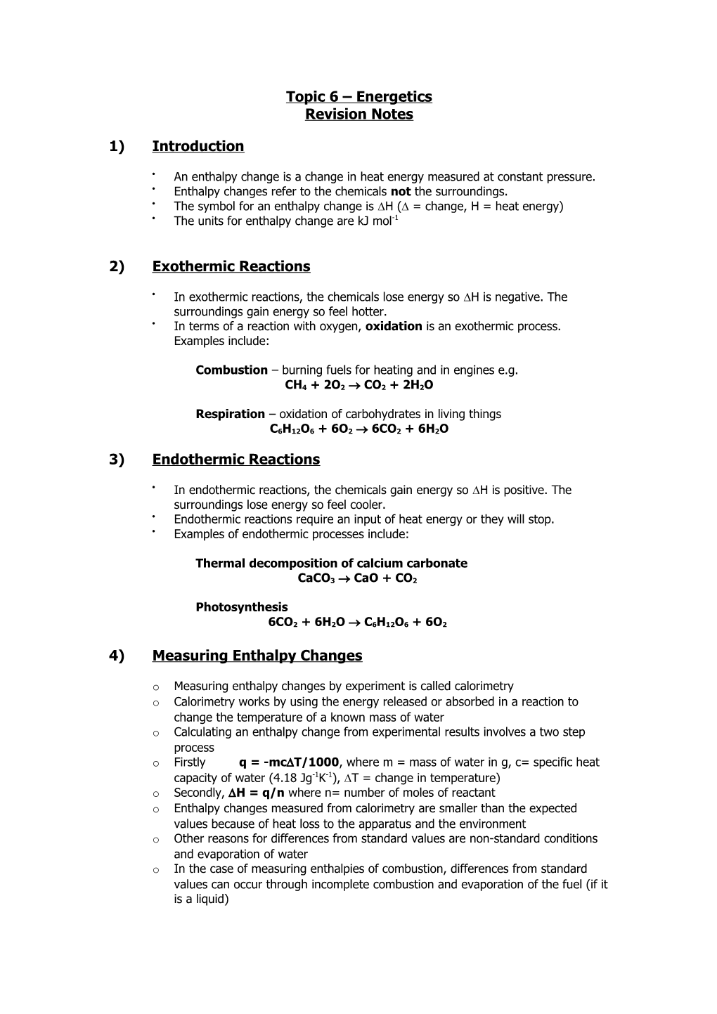 Topic 6 Energetics