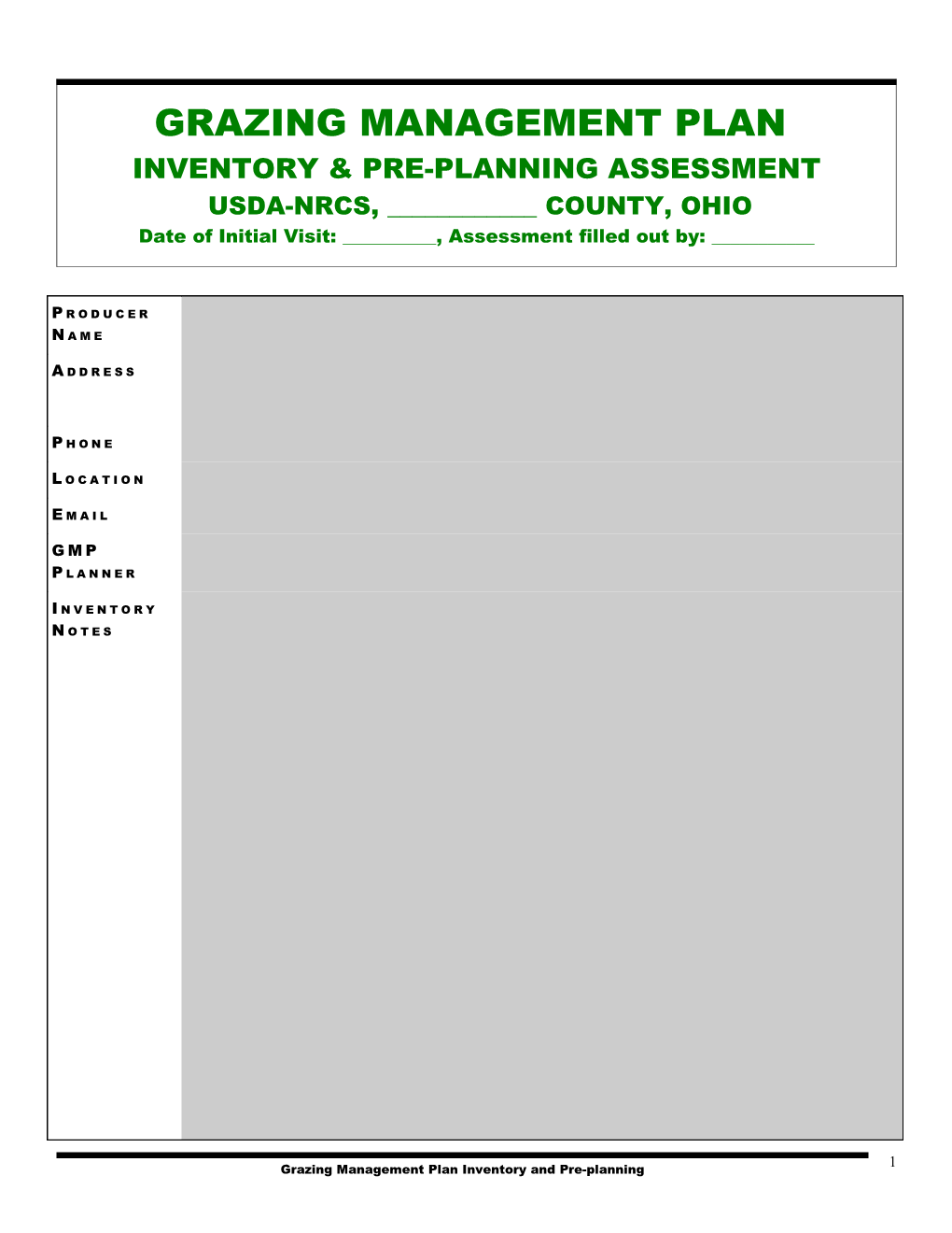 Inventory & Pre-Planning Assessment