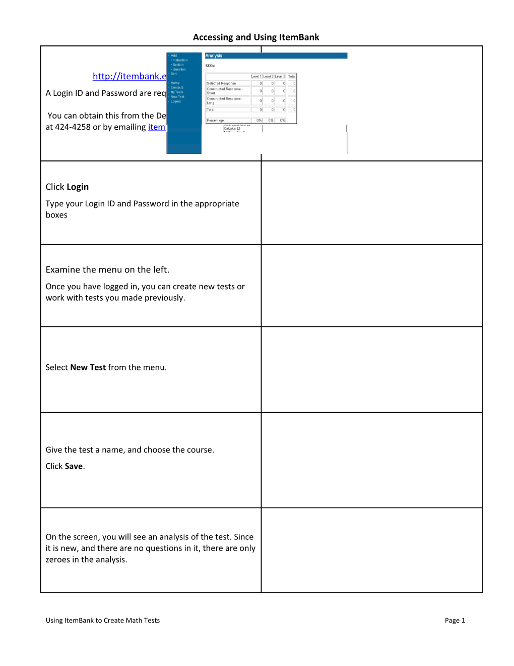 Using Itembank to Create Math Testspage 1
