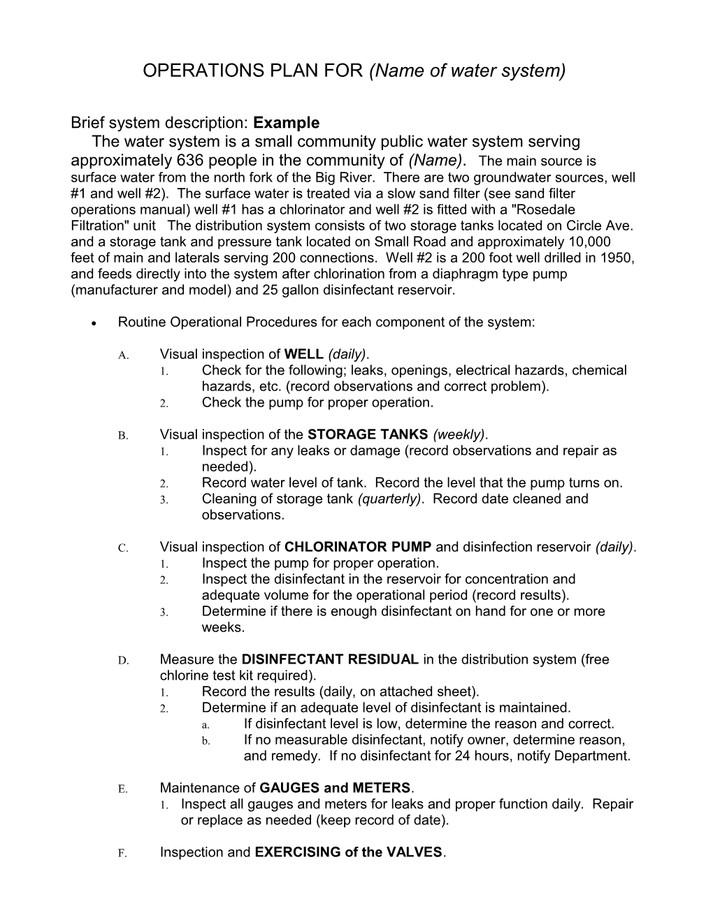 Ops Plan Surface Groundwater