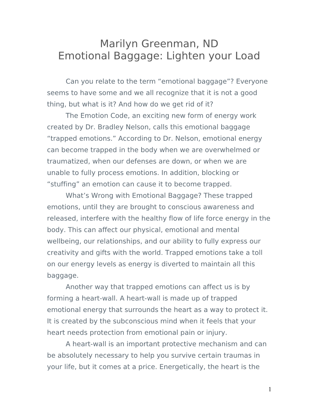 Emotional Baggage: Lighten Your Load with the Emotion Code