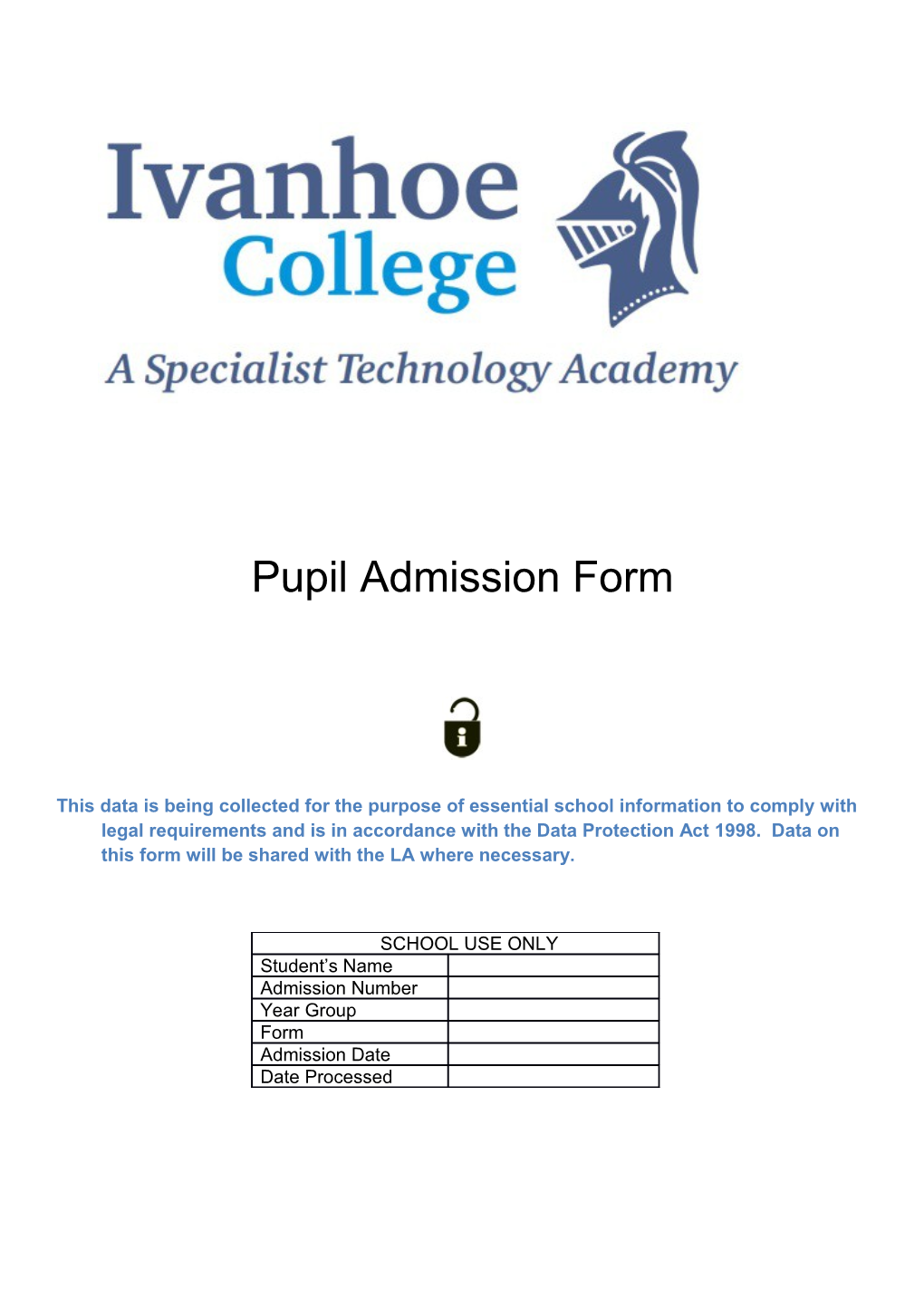 Pupil Admission Form