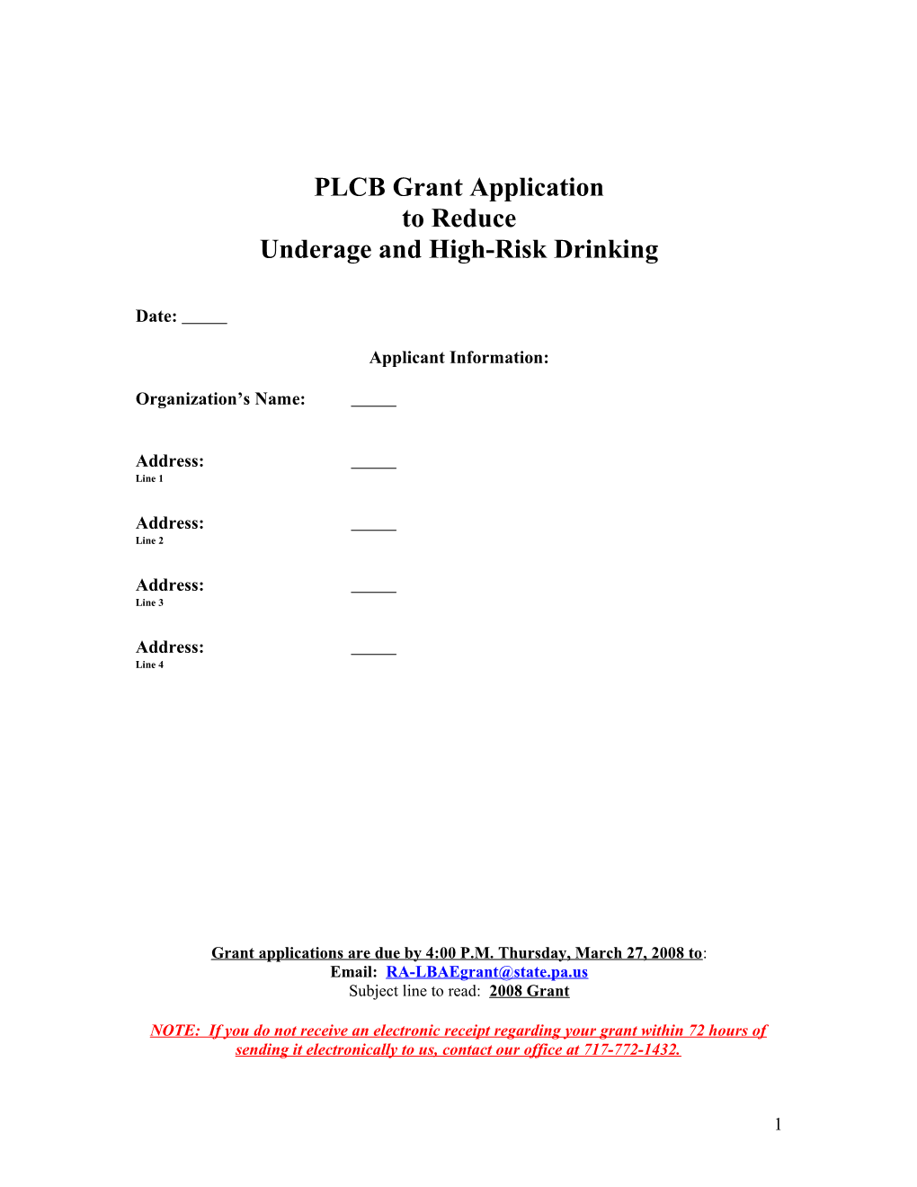 FY 2004 Mini Grant Application For