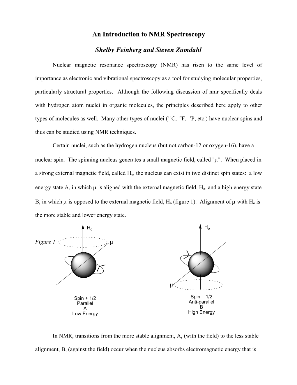 An Introduction to NMR Spectroscopy