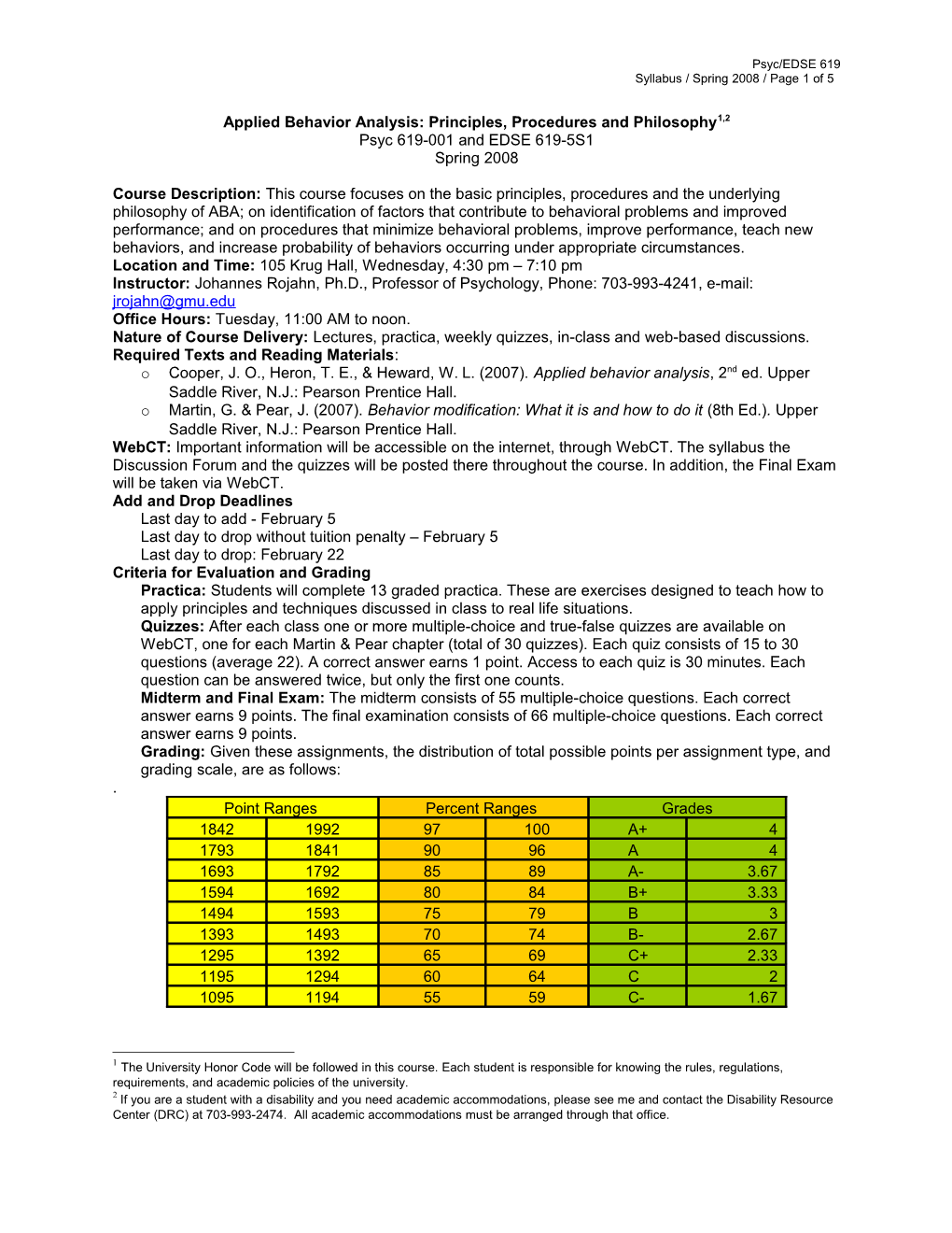 EDSE 597: Introduction to Applied Behavior Analysis