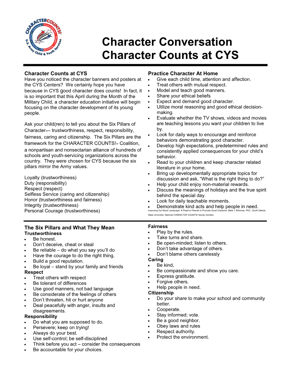 Character Counts at CYS