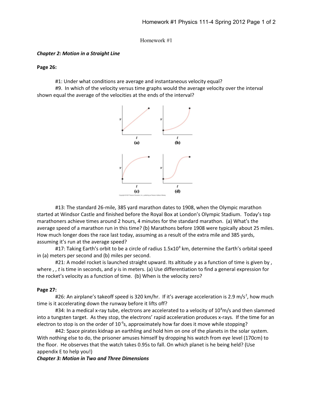 Homework #1 Physics 111-4 Spring 2012 Page 1 of 2