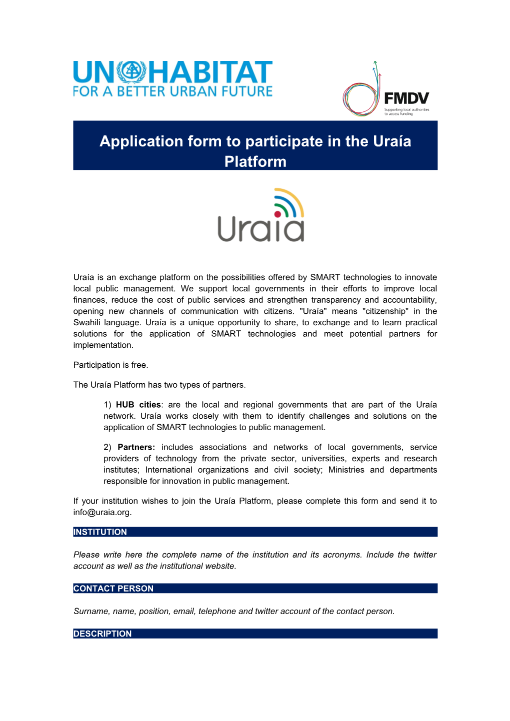 Application Form to Participate in the Uraía Platform